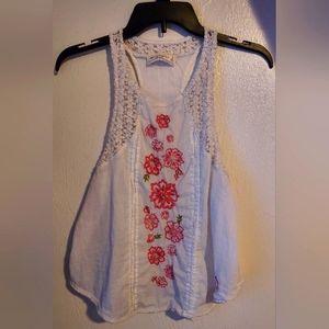 Abercrombie & Fitch Women's Junior's Embroidered Tank Top Size Small White/Pink